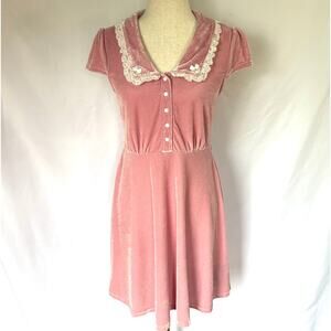Killstar Pastel Goth Punk Every Mourning Pink Velvet Dress M